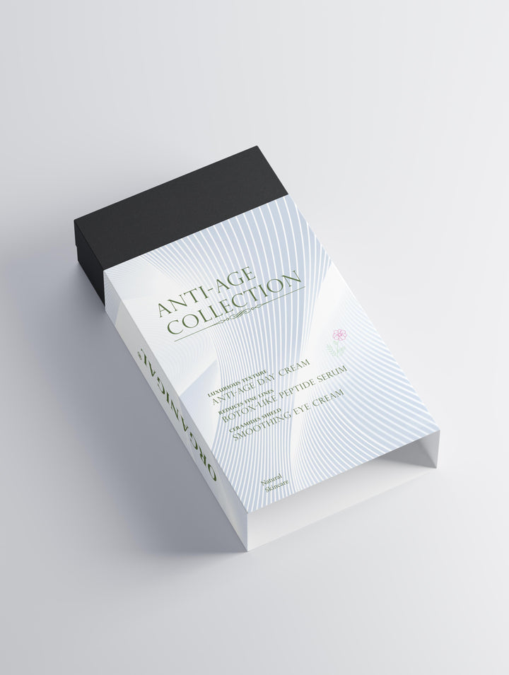 Styled view of the Anti-Ageing Collection by Organigal – botanical solutions for youthful, vibrant skin box