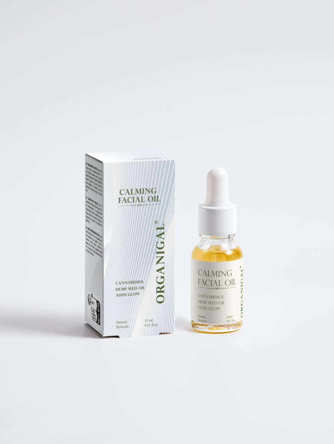 Organigal Calming Facial Oil with CBD 20ml – soothing botanical oil for balanced, nourished skin bottle