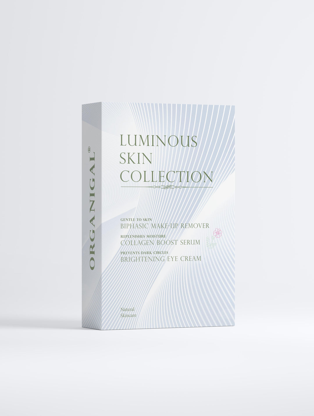 Front view of Organigal's Luminous Skin Collection – natural skincare set for a glowing, healthy complexion